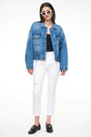 Monroe High Rise Cigarette Crop Jean - Seashell Distressed